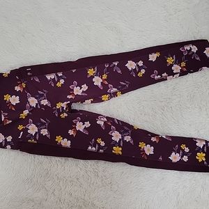 Pink Victoria's Secret burgundy floral leggings small